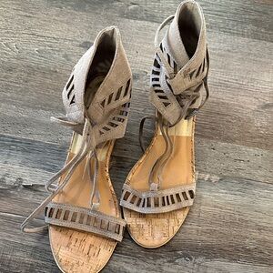 Dolce Vita Taupe Lace-Up Sandals